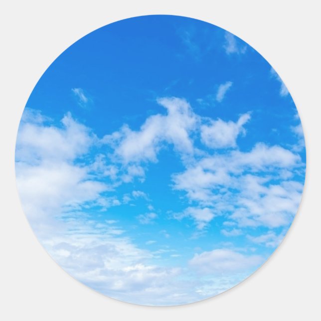 Blue Sky Clouds Pattern Gifts Classic Round Sticker (Front)
