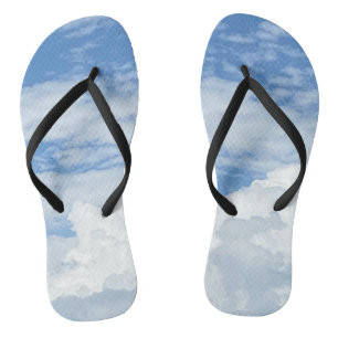 BLUE SKY CLOUDS PHOTO ADULT FLIP FLOPS