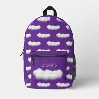 Blue sky clouds printed backpack