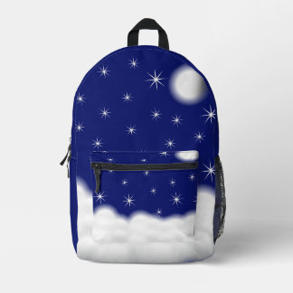 Blue sky clouds printed backpack