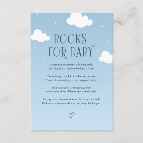 Blue Sky Clouds Stars Books for Baby Enclosure Card