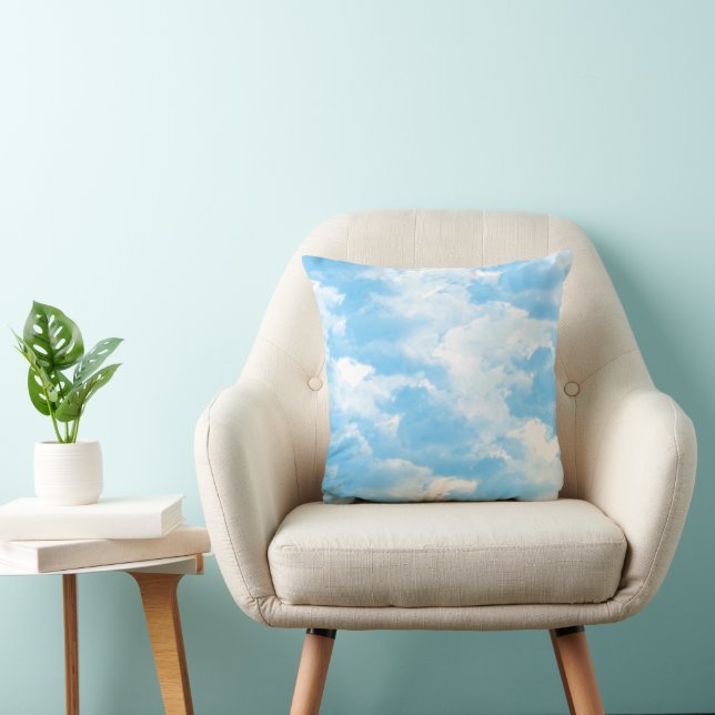 Blue Sky Clouds Throw Pillow (Chair)