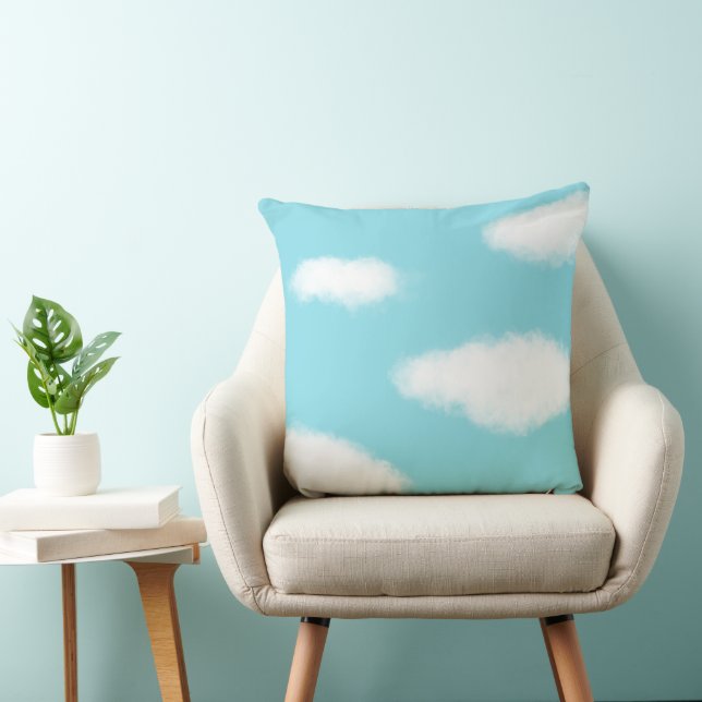 Blue Sky Clouds Throw Pillow (Chair)