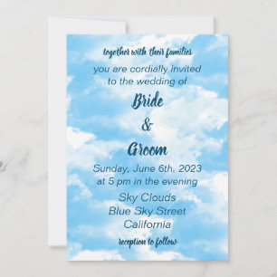 Blue Sky Clouds Wedding Invitation