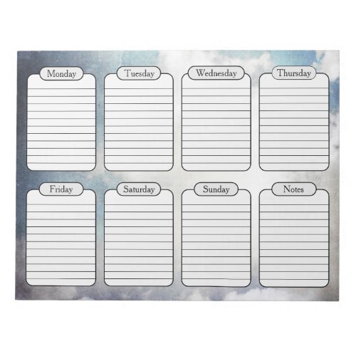 Blue Sky  Clouds Weekly Planner Tear Away Notepad