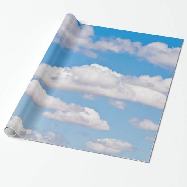 Blue sky clouds wrapping paper (Unrolled)