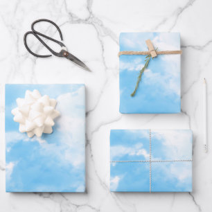 Blue Sky Clouds Wrapping Paper Sheets
