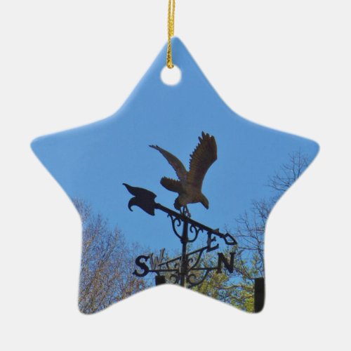 Blue sky Eagle and Arrow Weather vane Ceramic Ornament