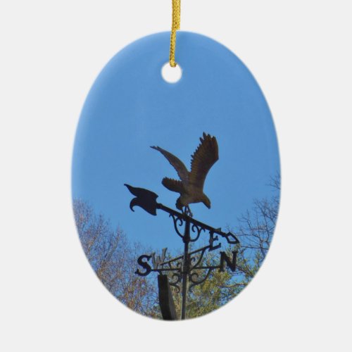 Blue sky Eagle and Arrow Weather vane Ceramic Ornament