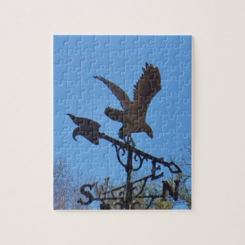 Blue sky Eagle and Arrow Weather vane Jigsaw Puzzle