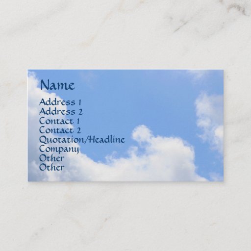 Customizable Blue Sky Fluffy Clouds Nature Business Card