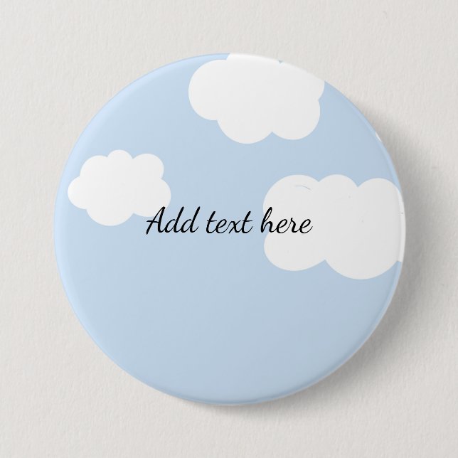 Blue Sky, Fluffy White Clouds Template,  Button (Front)