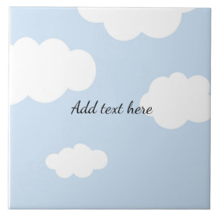 Blue Sky, Fluffy White Clouds Template Ceramic Tile