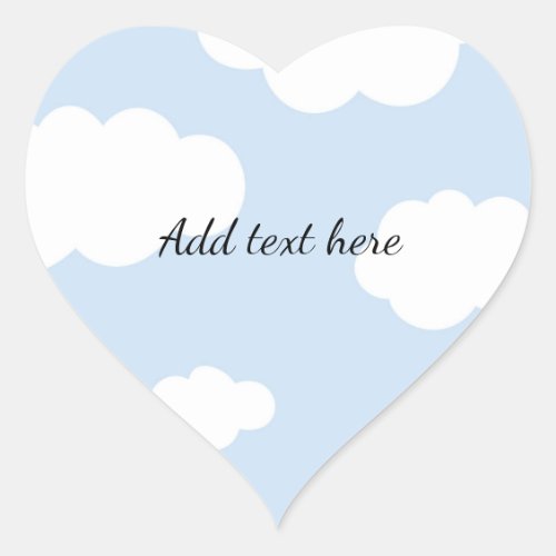 Blue Sky Fluffy White Clouds Template Heart Sticker
