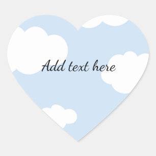 Blue Sky, Fluffy White Clouds Template Heart Sticker