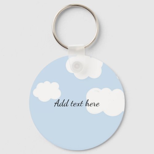 Blue Sky Fluffy White Clouds Template Keychain