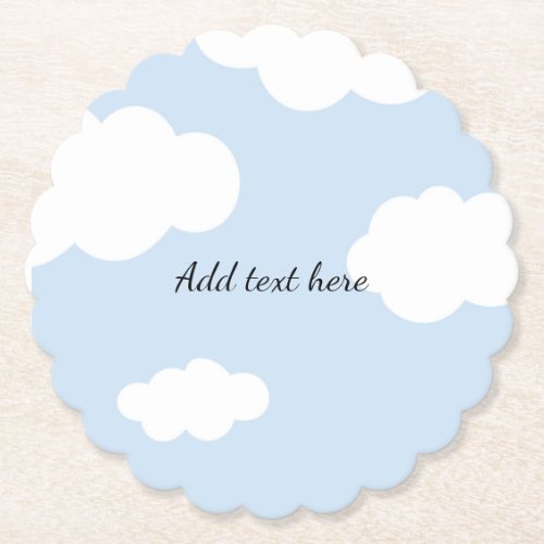 Blue Sky Fluffy White Clouds Template Paper Coaster