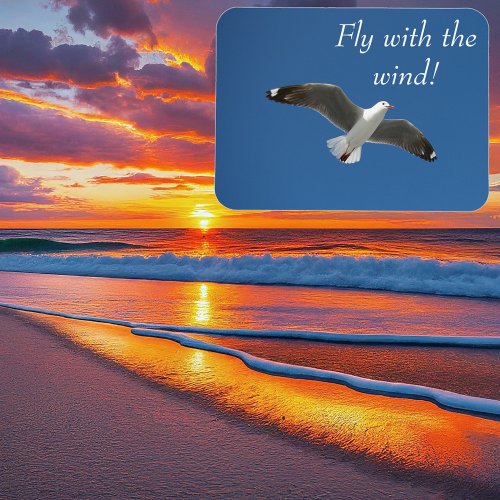 Blue Sky Flying Seagull Inspiration Photo Magnet