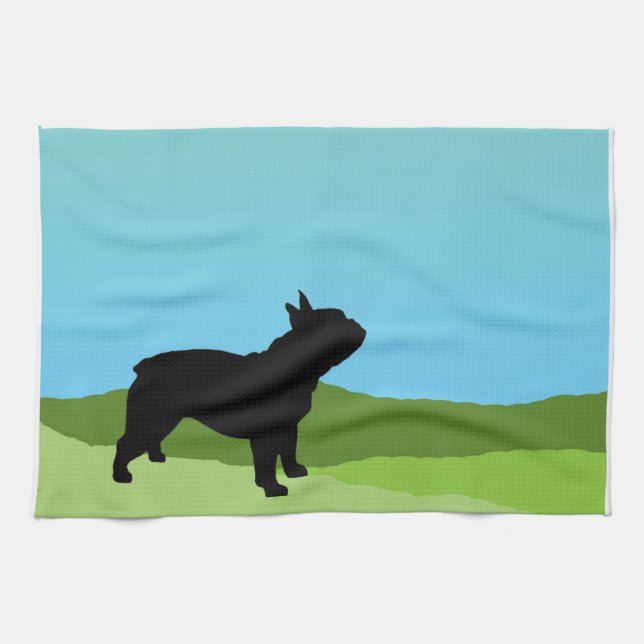 Blue Sky French Bulldog Towel (Horizontal)