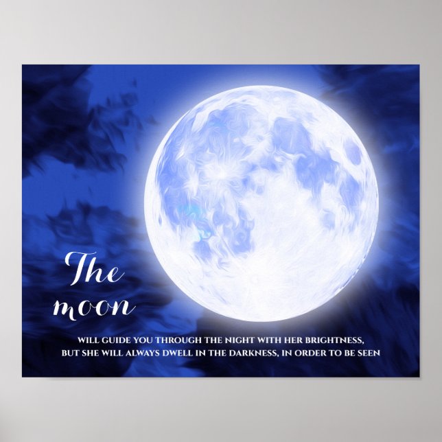 Blue Sky Full Moon Inspirational Quote Poster (Front)