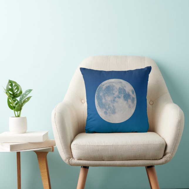 Blue Sky Full Moon Throw Pillow (Chair)