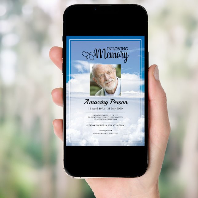 Blue sky Funeral order of service Invitation (Front Digital)