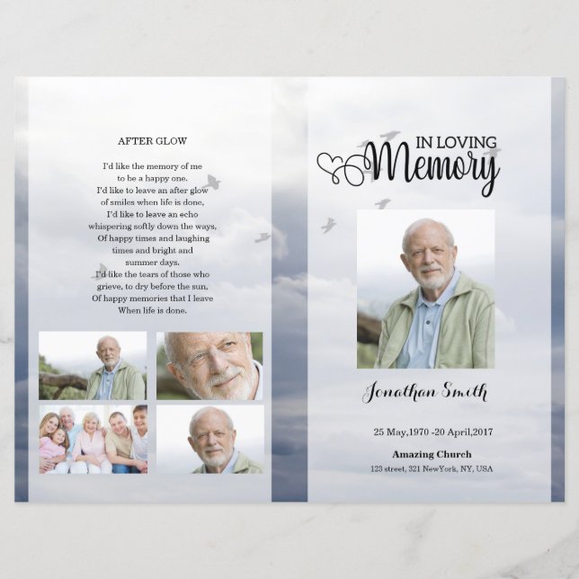 Blue sky Funeral Program template (Front)