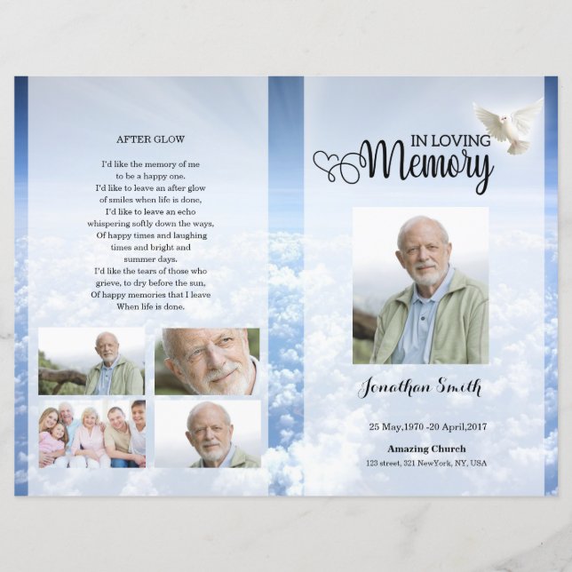 Blue sky Funeral Program template (Front)