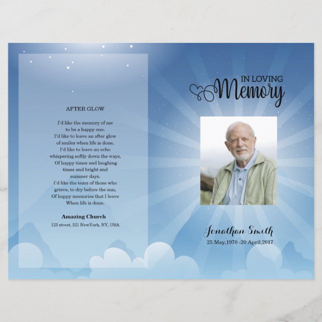 Blue sky Funeral Program template (Front)