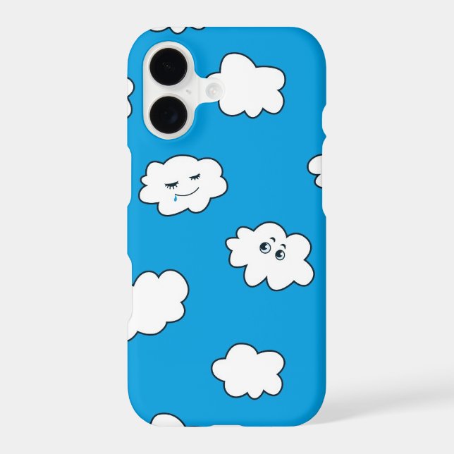 Blue Sky Funny Cartoon Clouds Iphone Case (Back)