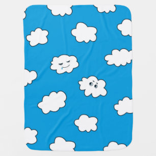 Blue Sky Funny Cartoon Clouds Receiving Blanket