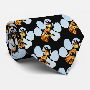 Blue Sky Giraffes Footprint Neck Tie