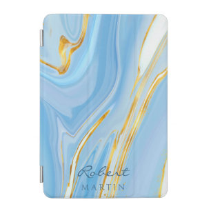 Blue Sky Gold Marble Customizable iPad Mini Cover