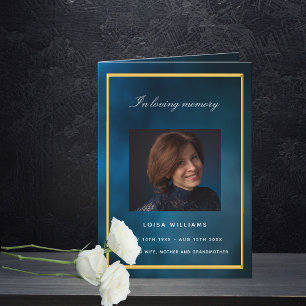 Blue sky gold photo funeral program