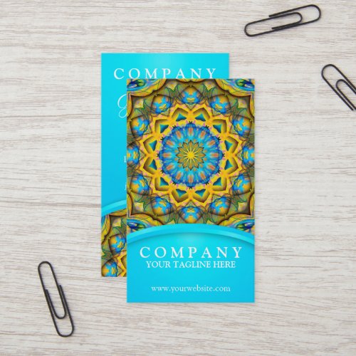 Blue Sky Golden Cornfield mandala _ blue Business Card