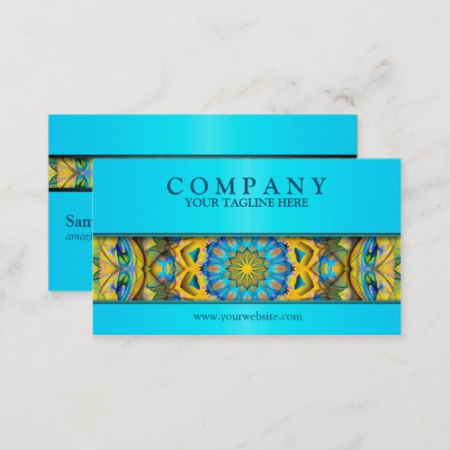 Blue Sky Golden Cornfield mandala _blue modern Business Card