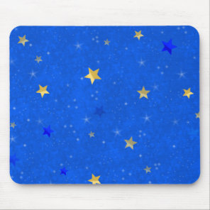Blue Sky Golden Stars Mouse Pad
