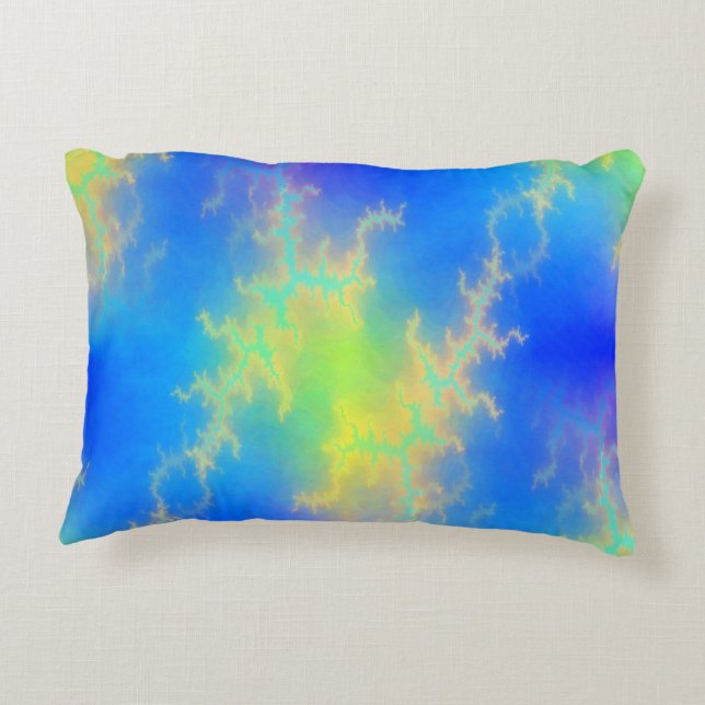 Blue Sky & Golden Yellow Lightning Bolts Accent Pillow (Back)