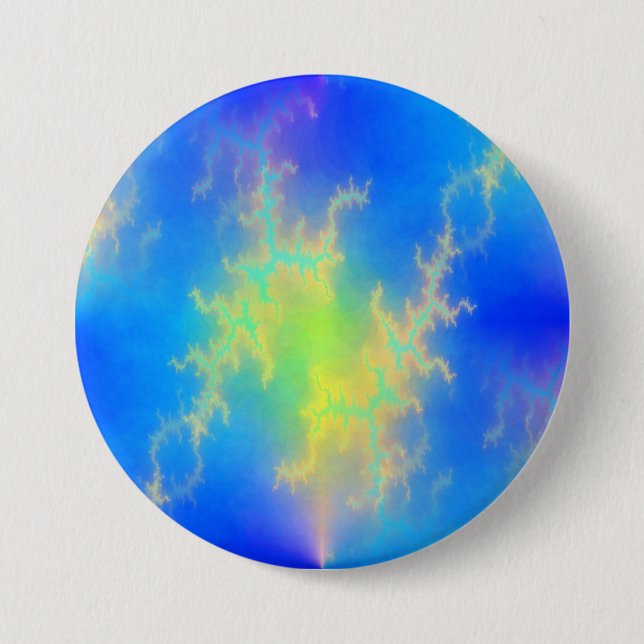 Blue Sky & Golden Yellow Lightning Bolts Button (Front)