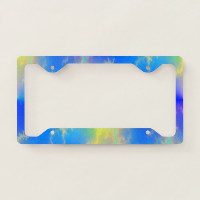 Blue Sky & Golden Yellow Lightning Bolts License Plate Frame (Front)