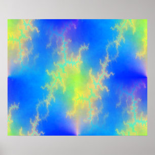 Blue Sky & Golden Yellow Lightning Bolts Poster