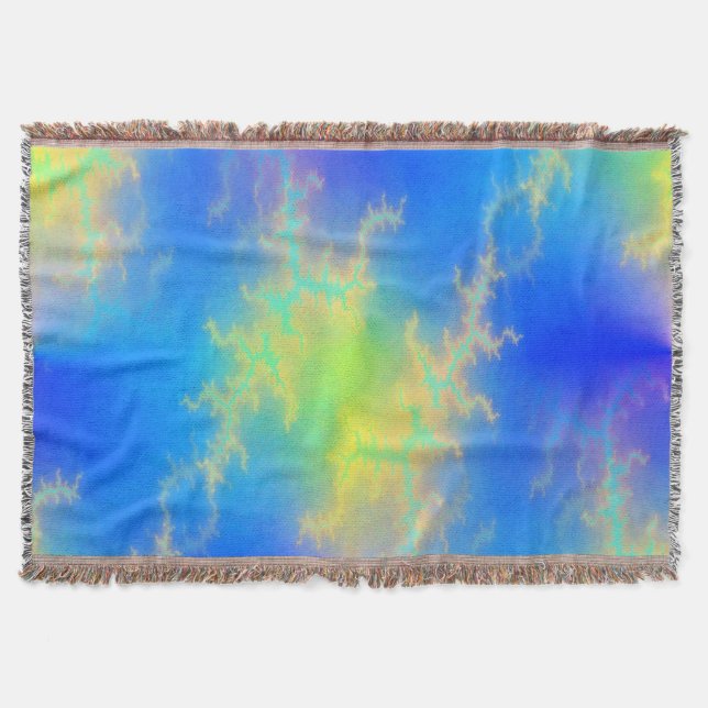 Blue Sky & Golden Yellow Lightning Bolts Throw Blanket (Front)