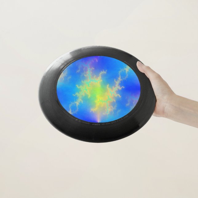 Blue Sky & Golden Yellow Lightning Bolts Wham-O Frisbee (In Hand)