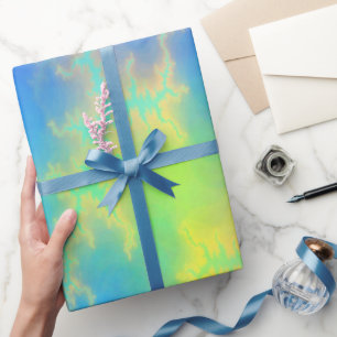 Blue Sky & Golden Yellow Lightning Bolts Wrapping Paper