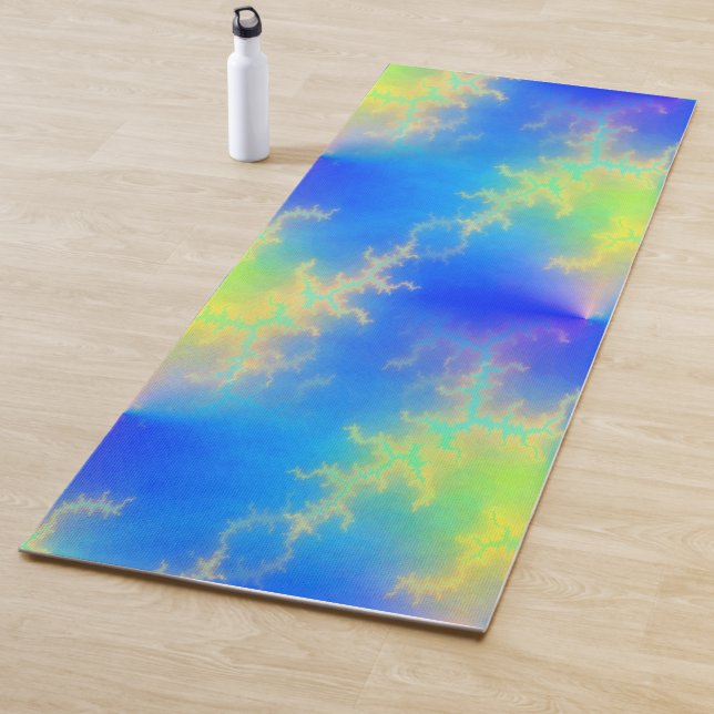 Blue Sky & Golden Yellow Lightning Bolts Yoga Mat (In Situ)