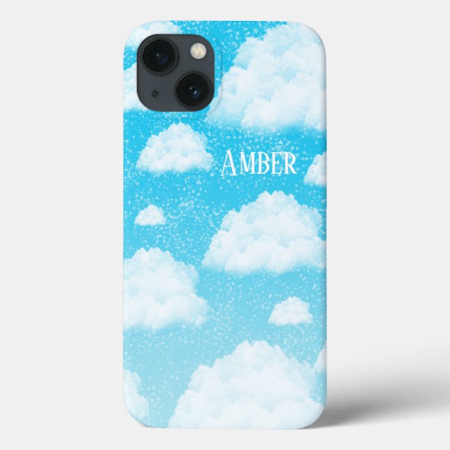 Blue Sky Gradient White Clouds Personalized Case-Mate iPhone Case (Back)