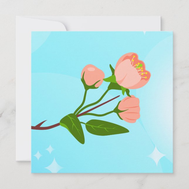 Blue sky gradient with blooming spring branch (Front)