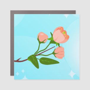 Blue sky gradient with blooming spring branch car magnet