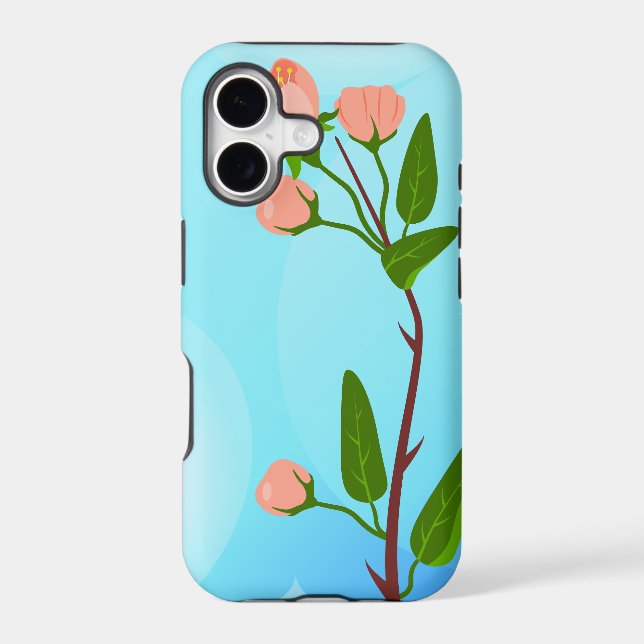 Blue sky gradient with blooming spring branch  iphone case (Back)