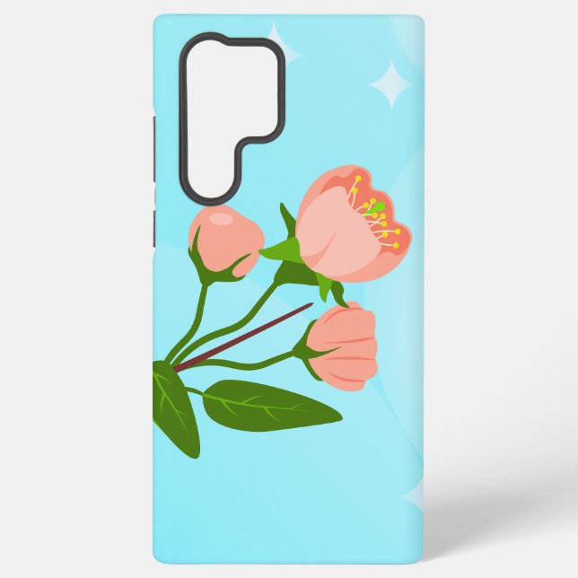 Blue sky gradient with blooming spring branch   samsung galaxy case (Back)